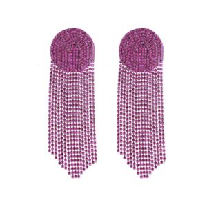 MEDIUM FRINGE EARRING PINK SHINE COLORFUL