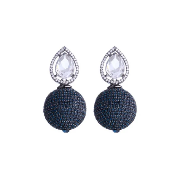 EARRING BALLS SET WITH CUTTED STONE BLUE SHINE COLORFUL