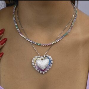 Necklace with colorful heart.