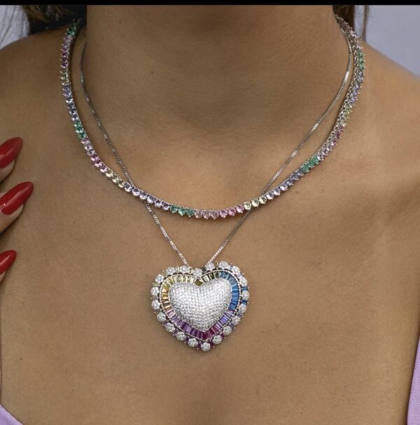 Necklace with colorful heart.