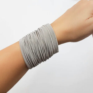 Silver color guitar string bracelets (10 units)